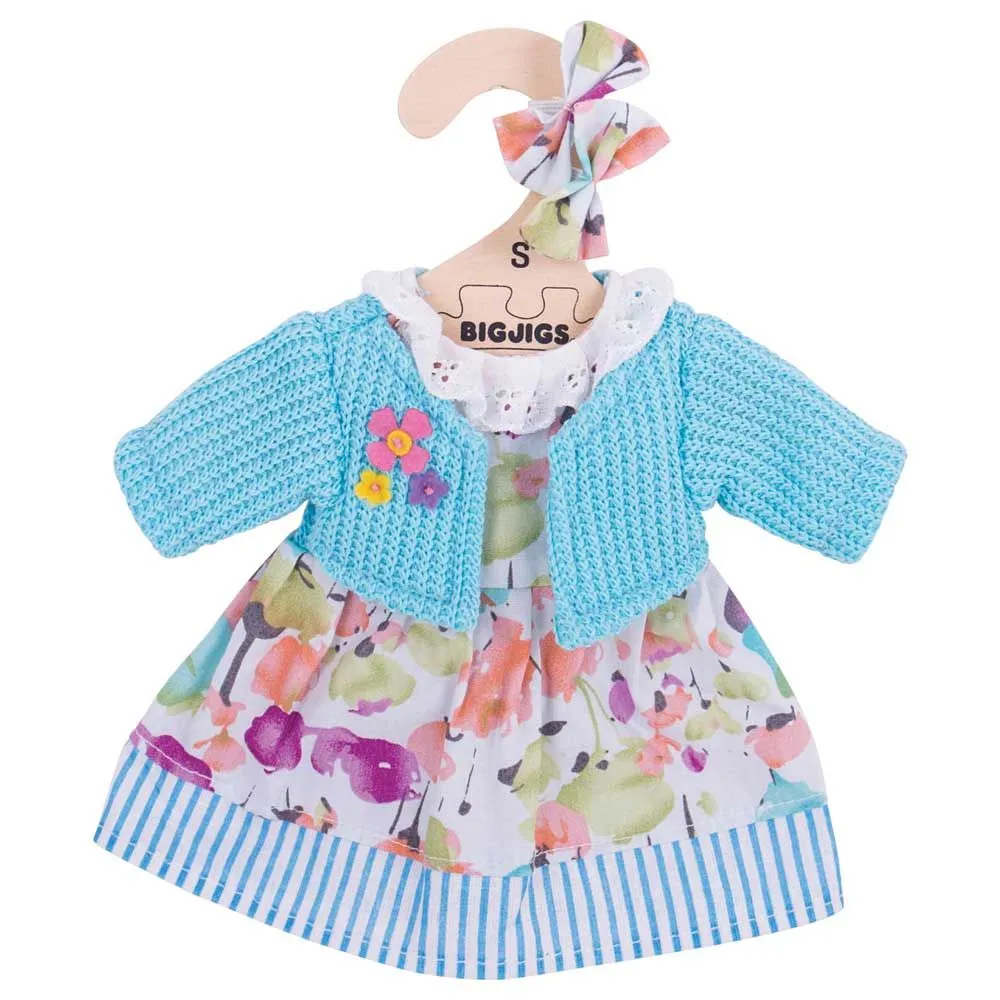 Turquoise Cardigan and Dress (for Size Small Doll)