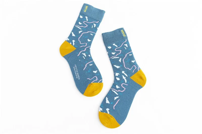 Unisex Harajuku Colorful Full Socks -1 Pair