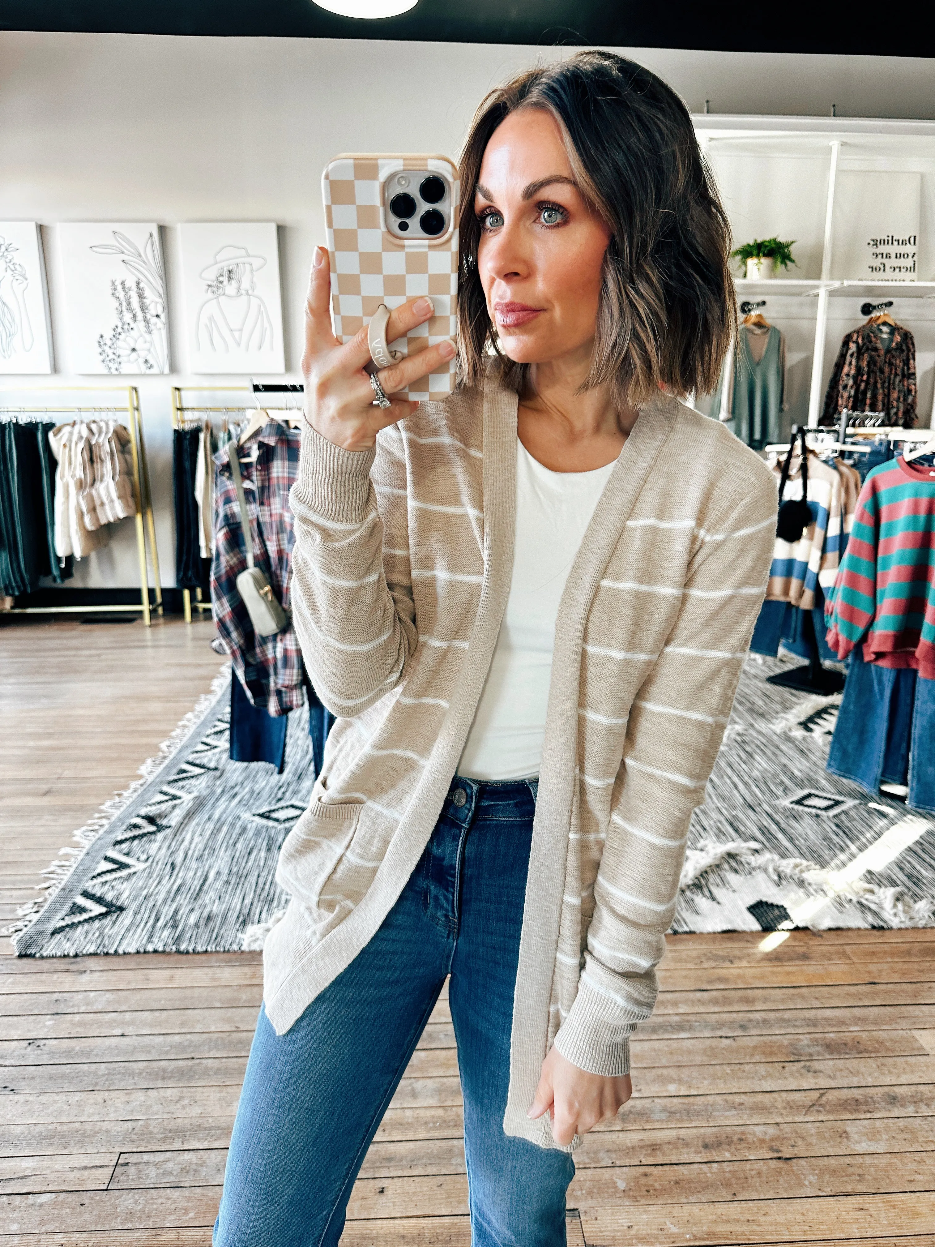 Uptown Striped Slub Cardigan