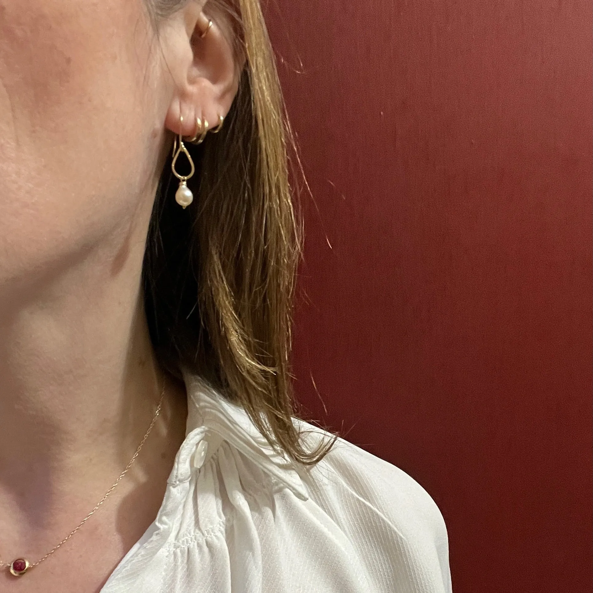 Vintage Pearl & Handmade Gold Detail Earrings by brunet