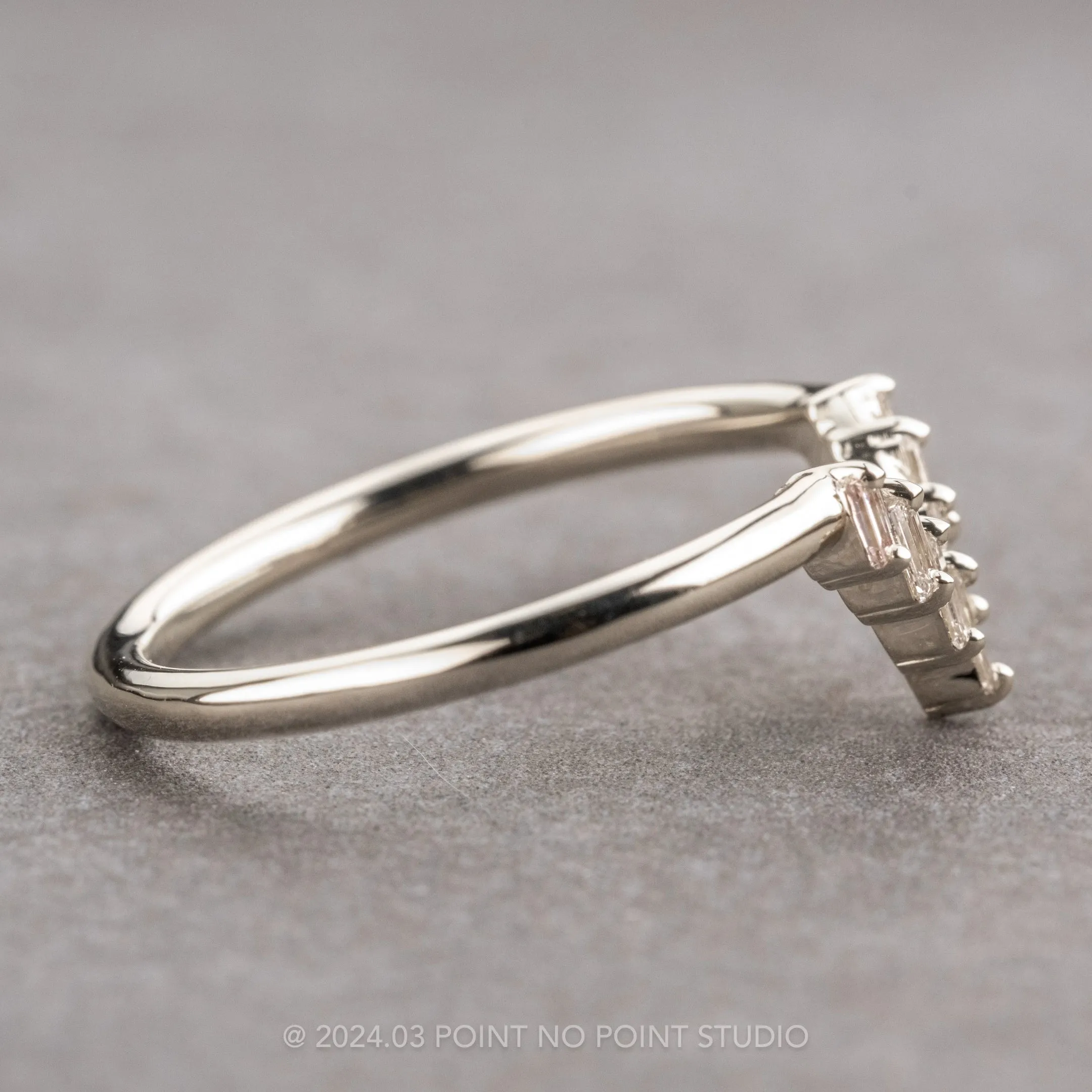 White Baguette Diamond Wedding Band, Juniper Setting, 14K White Gold