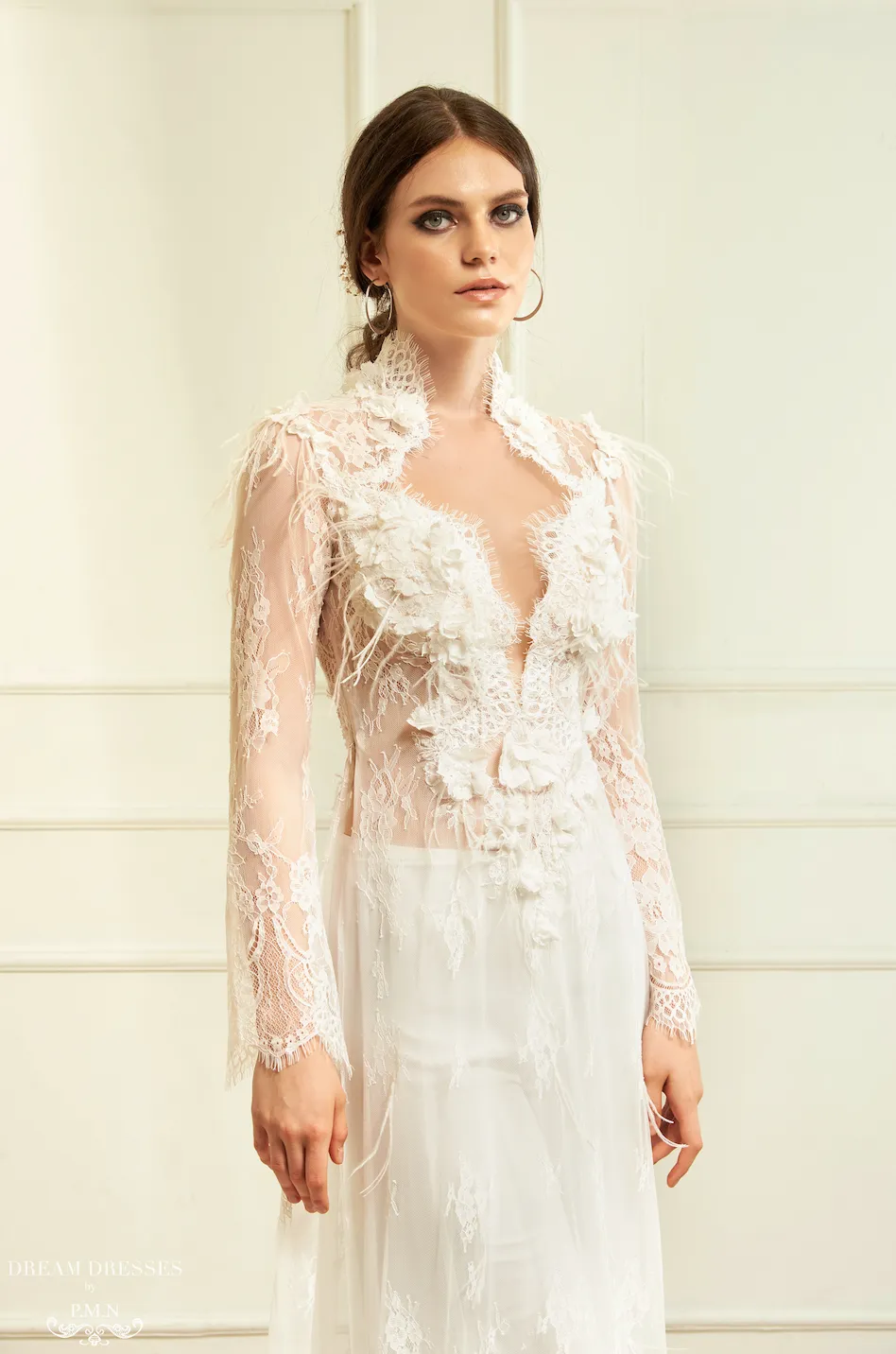 White Bridal Ao Dai | Vietnamese Lace Bridal Dress (#ALANNAH)