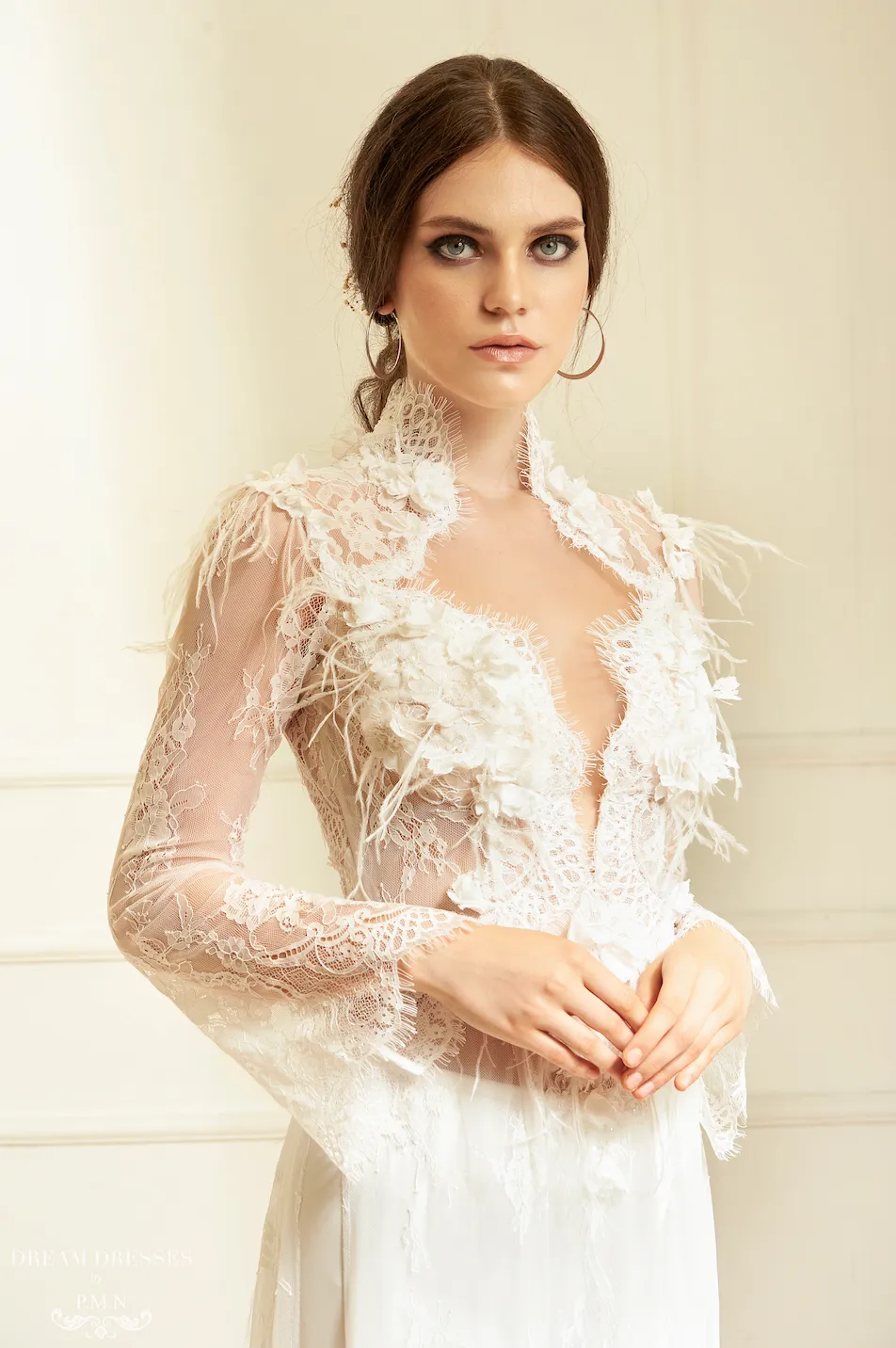 White Bridal Ao Dai | Vietnamese Lace Bridal Dress (#ALANNAH)