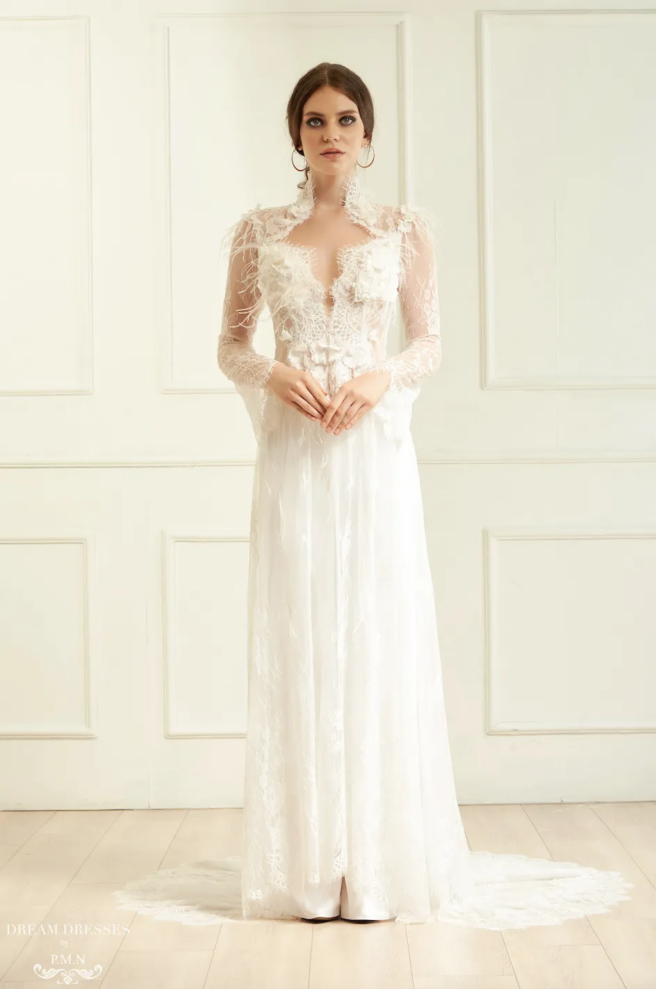 White Bridal Ao Dai | Vietnamese Lace Bridal Dress (#ALANNAH)