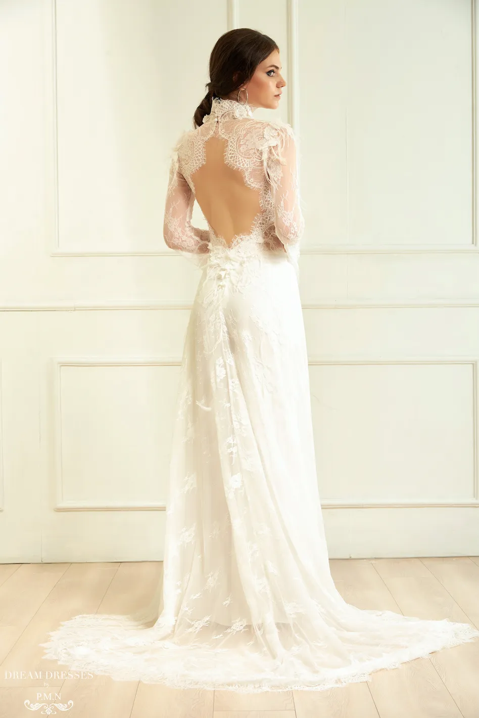 White Bridal Ao Dai | Vietnamese Lace Bridal Dress (#ALANNAH)