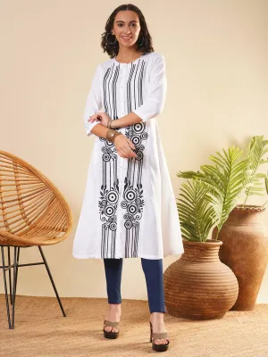 White Comfort Fit Cotton Kurta for Women Online in India - Zola