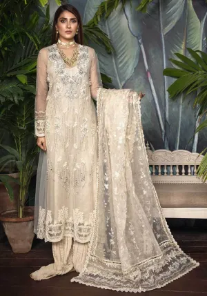 White Net Party Outfit with Embroidery #Y6212